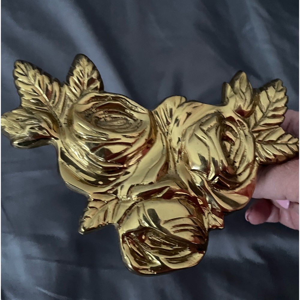 2 pairs Brass Rose Flower Drapery Curtain Tie Backs Tiebacks Holdbacks